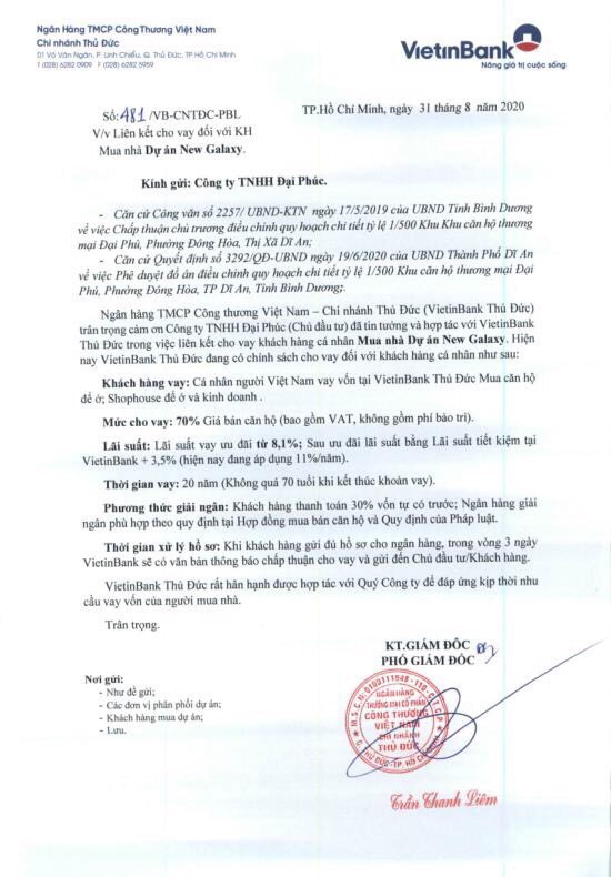 Ngân hàng nào cho vay dự án New Galaxy Hưng Thịnh?