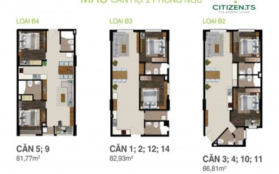 Mặt bằng Căn Hộ CITIZEN.TS
